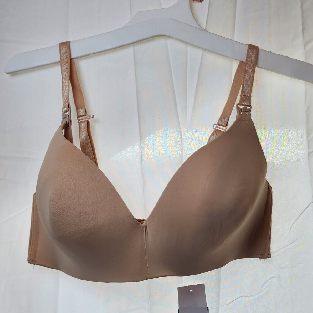 New Auden Women's Beige Wireless Lightly Line Bra Adjustable Straps Size 34D - Picture 2 of 4